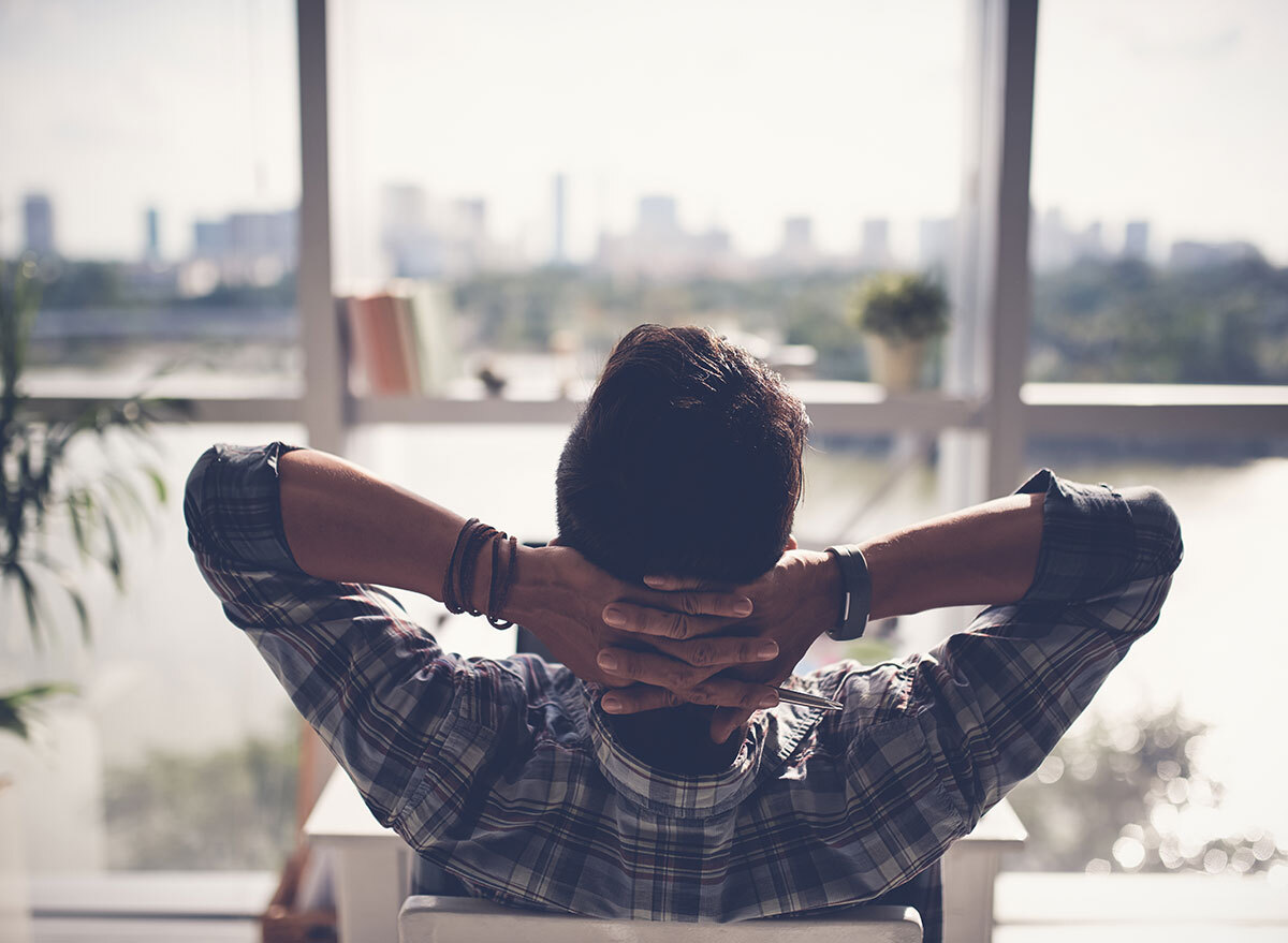 relaxed man looking at view