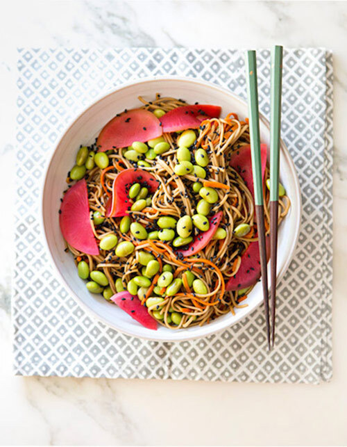 Soba and carrot noodles