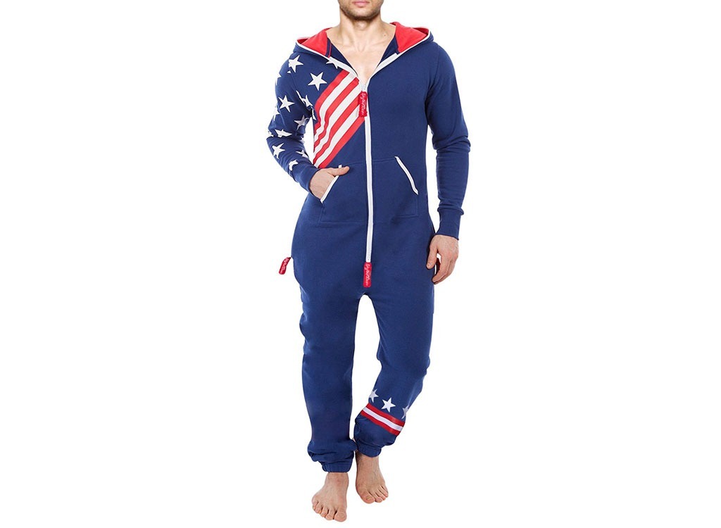 skylinewears men's u.s. flag hooded onesie