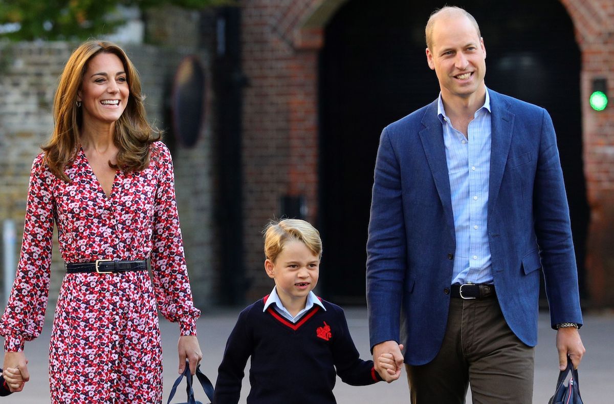 Prince William, Duke of Cambridge, Catherine, Duchess of Cambridge and Prince George of Cambridge at Thomas's Battersea in London on September 5, 2019. 