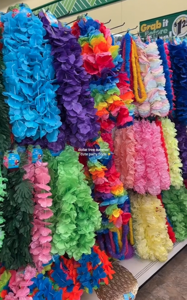 Display of leis at Dollar Tree