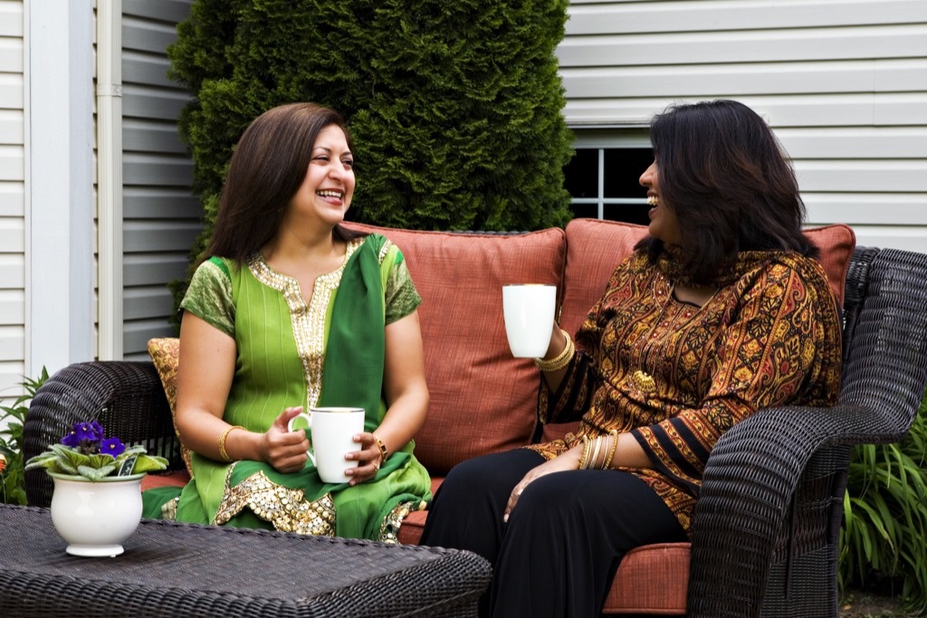 two women talking