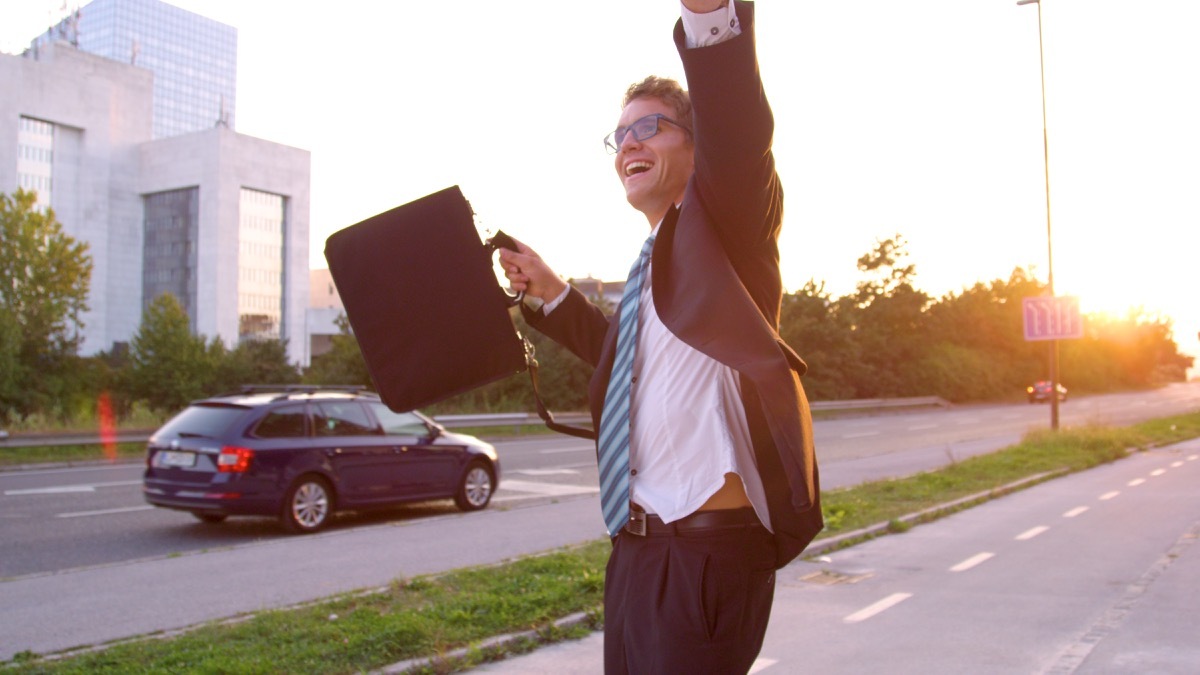 young business man whose happy 