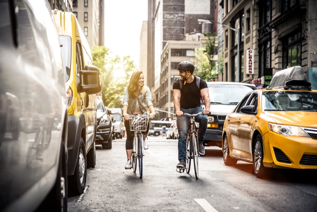 People riding bikes in the city