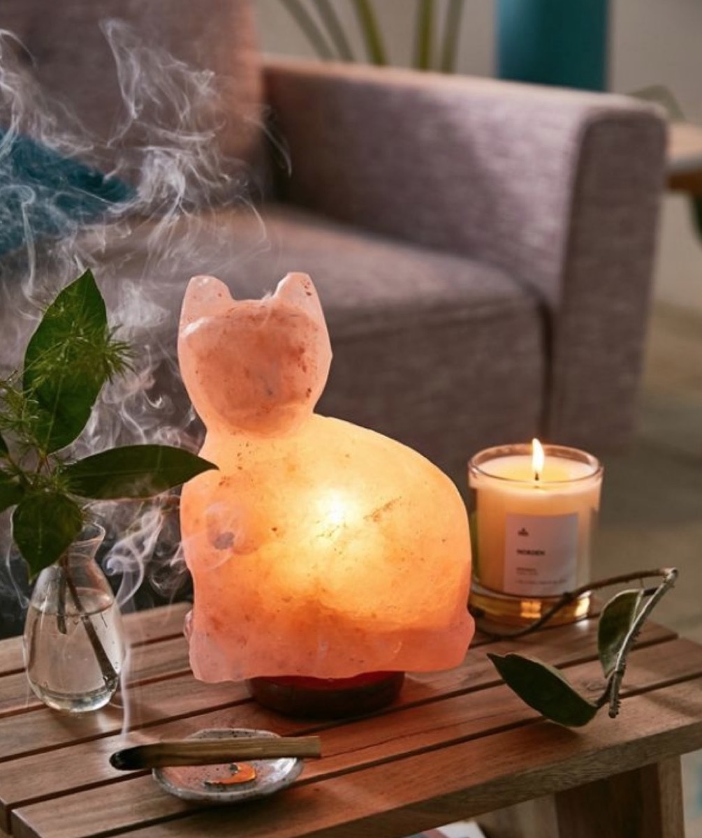 pink salt lamp in cat shape, cat gifts