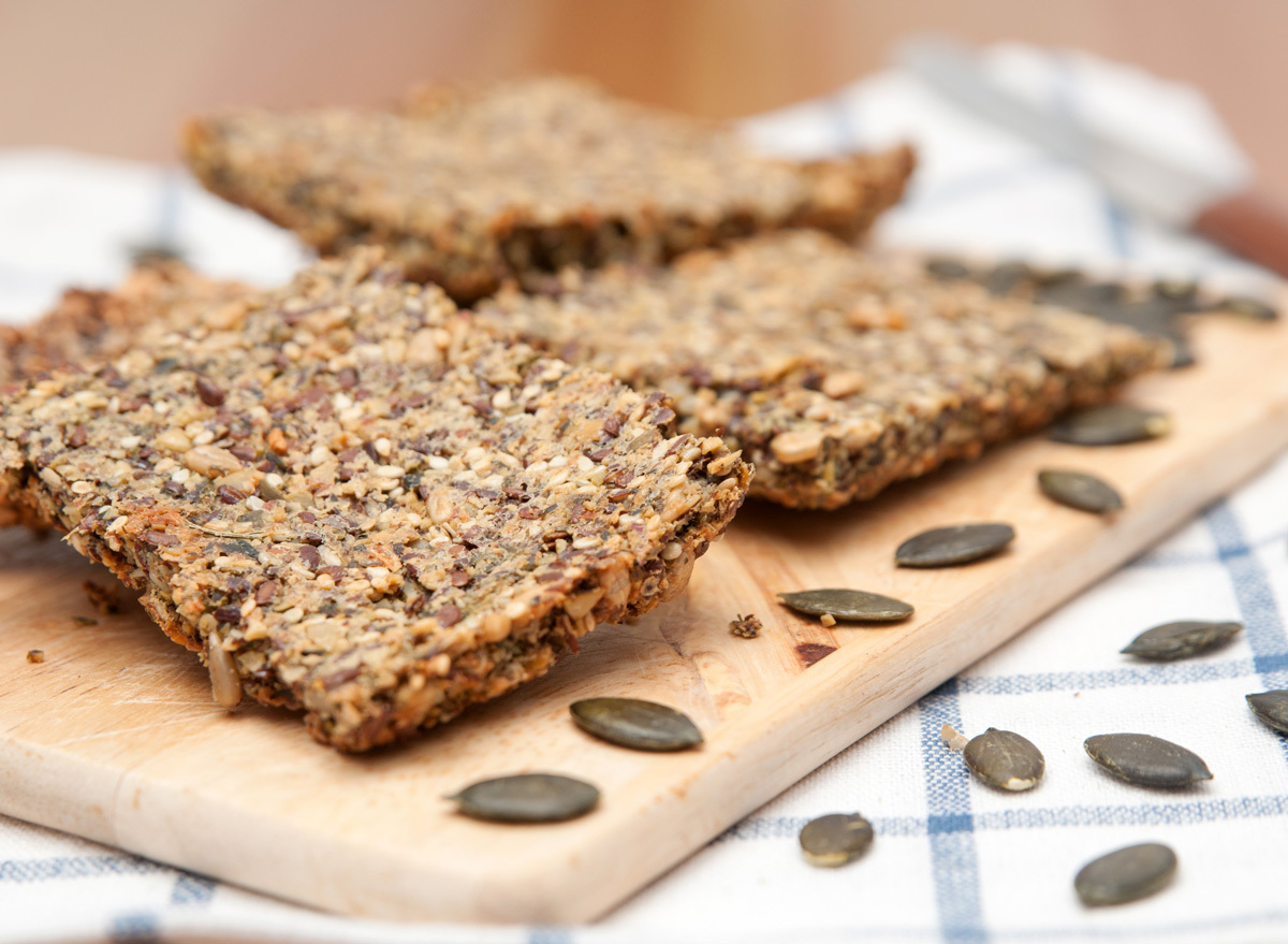 Whole grain crispbread seed crackers