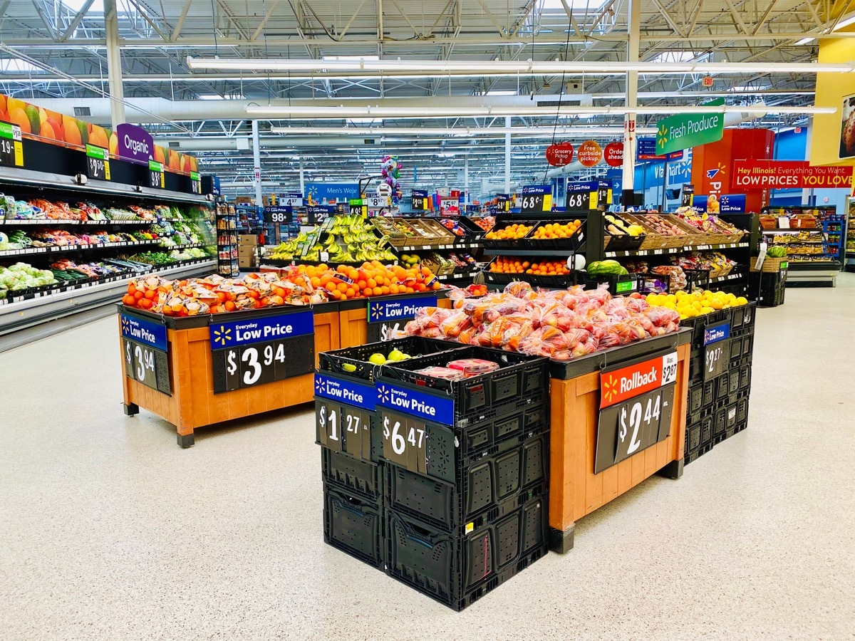 OLNEY, IL - 01/14/2020 - WalMart store interior on produce section