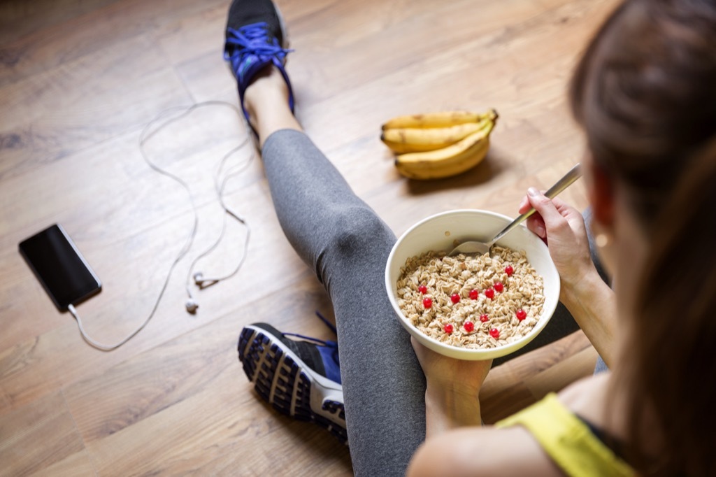 woman eating healthy food