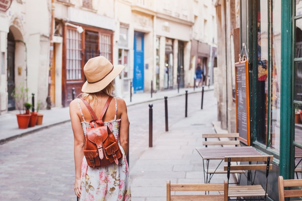 young woman traveling in europe