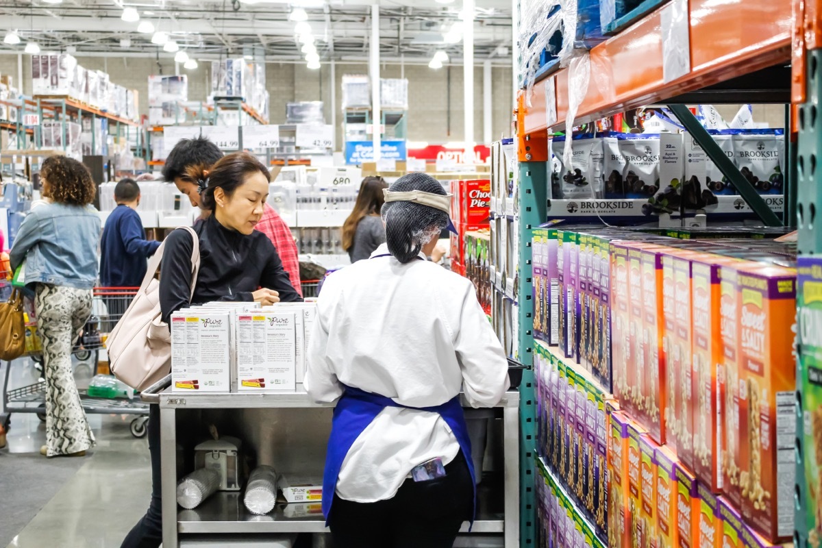 handing out free samples at costco