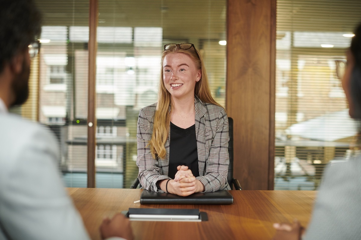 young graduate keen to impress at her first interview