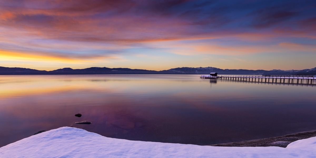 Sunrise at Tahoe City Beach in California