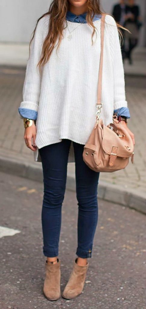 Oversized white sweater | 9 Chic and Simple Thanksgiving Outfits Ideas | Her Beauty