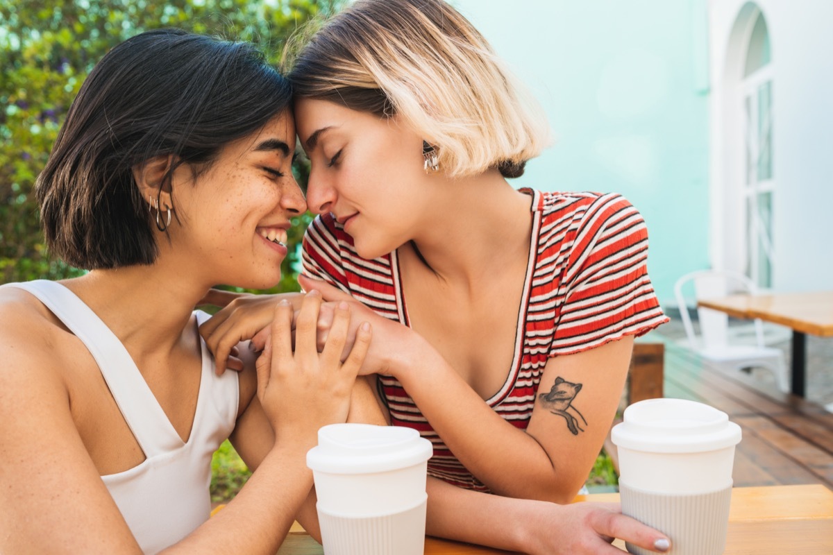 two woman spending time together on a date