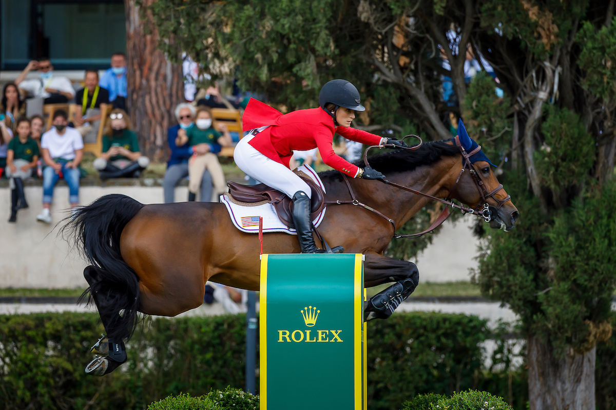 Jessica Springsteen riding in the Rolex Grand Prix Rome in May 2021