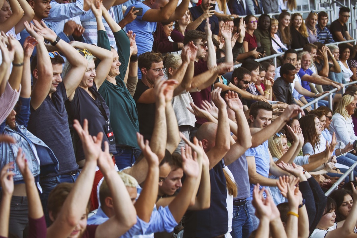 People standing during stadium show