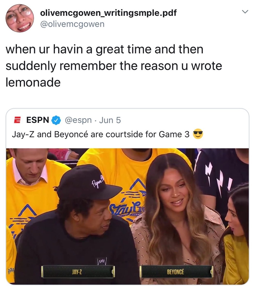 beyonces court side shade, 2019 memes