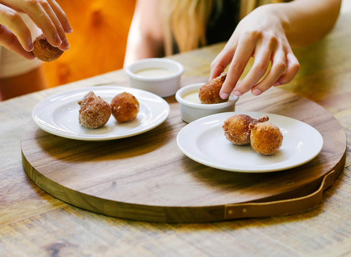 thai donuts on a plate at Pei Wei