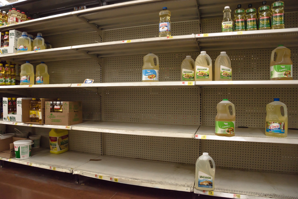 empty shelves in a store