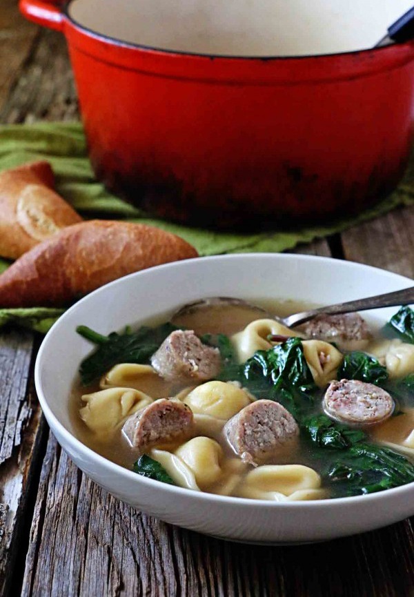 Sausage Spinach Tortellini Soup