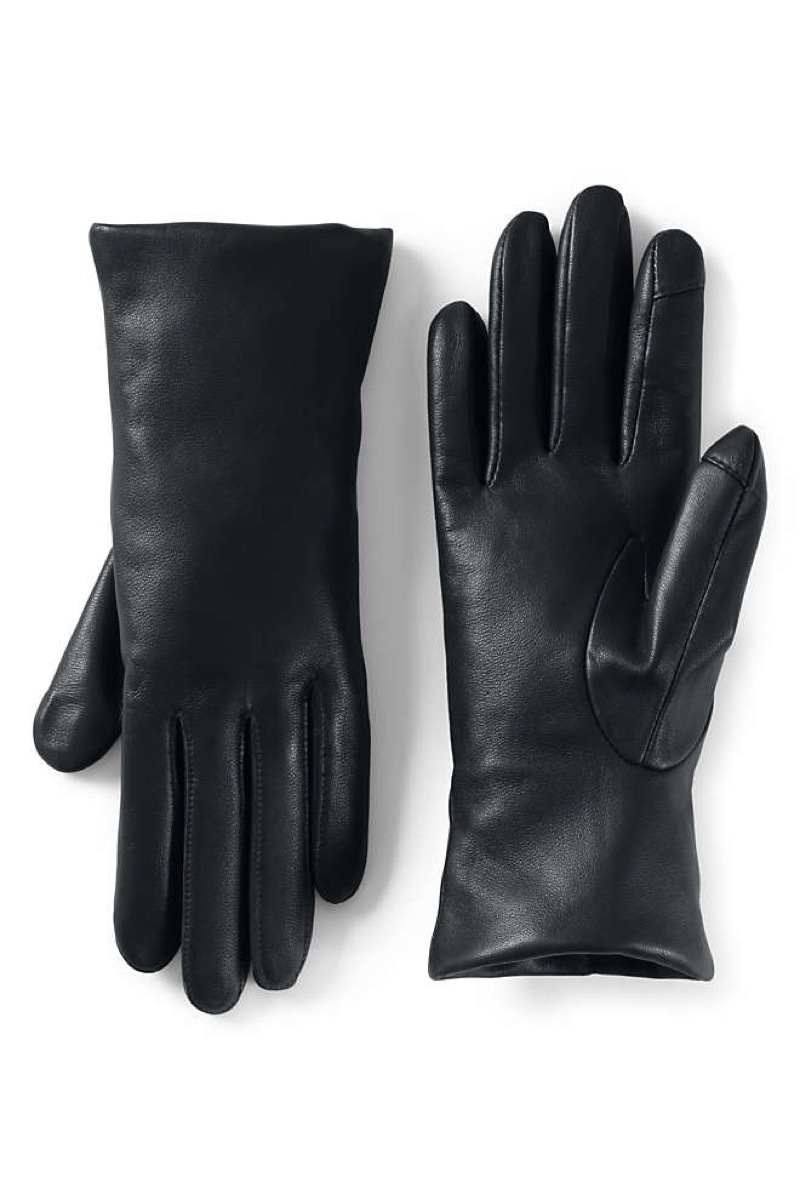 black leather gloves