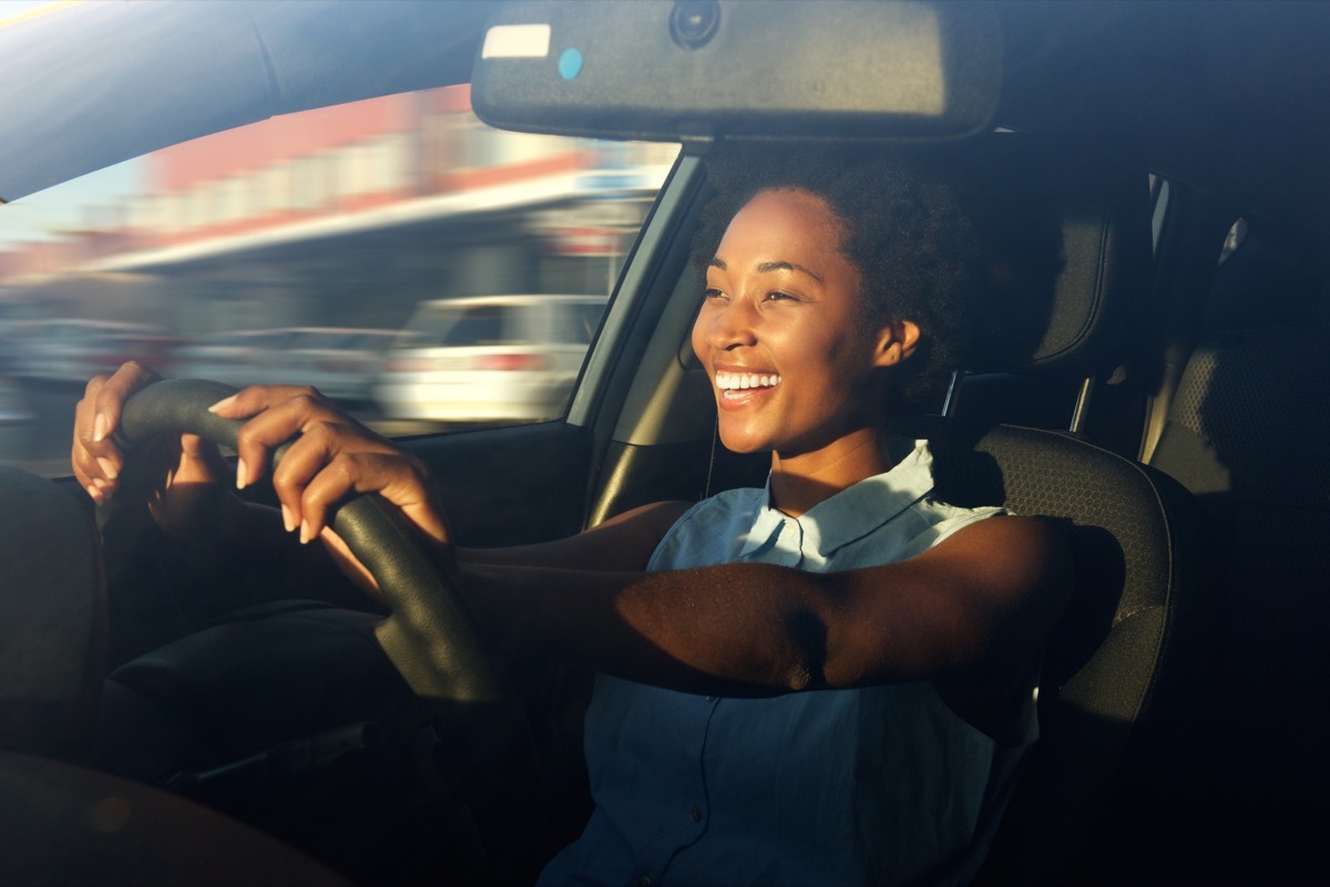 Woman speeding driving car