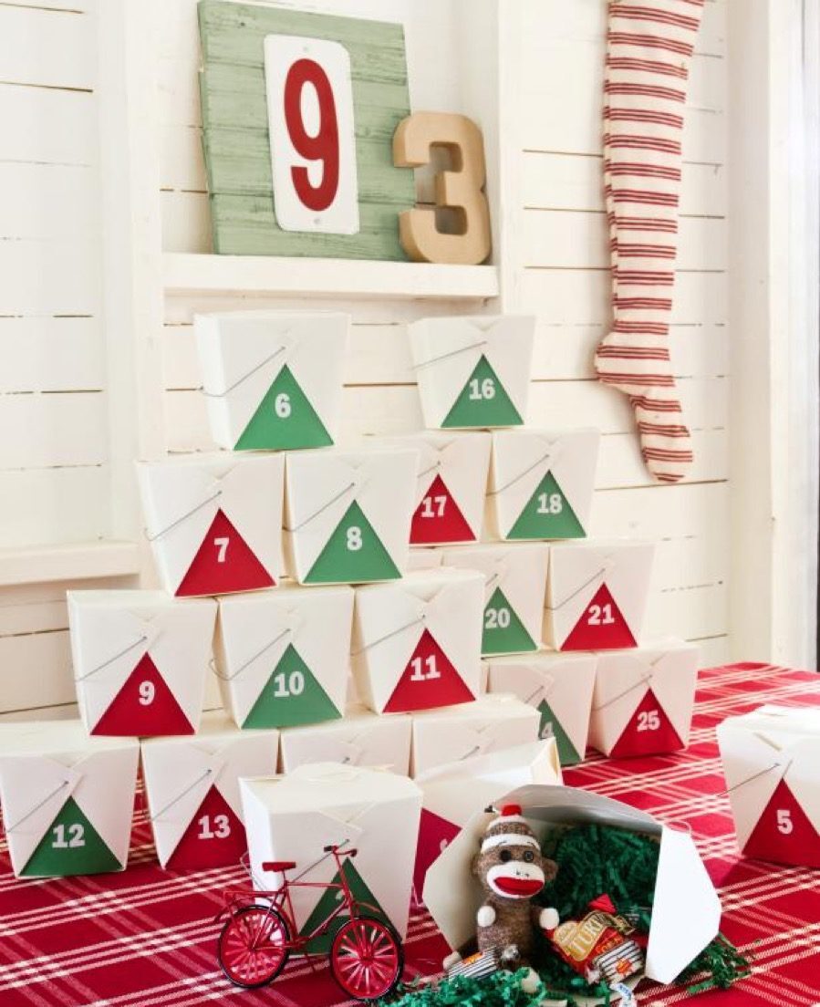 Takeout box advent calendar diy christmas decorations