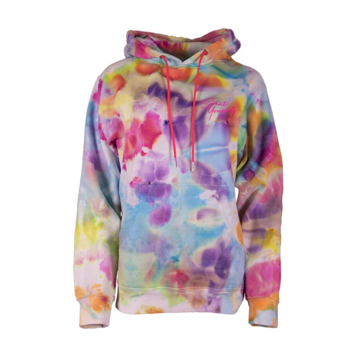 multicolored tie-dyed hooded sweatshirt