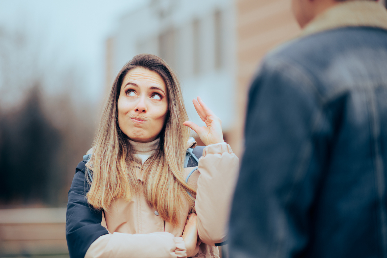 woman rolling eyes