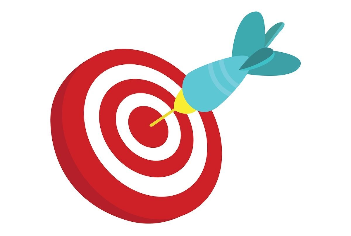 Red and white bullseye with blue dart emoji