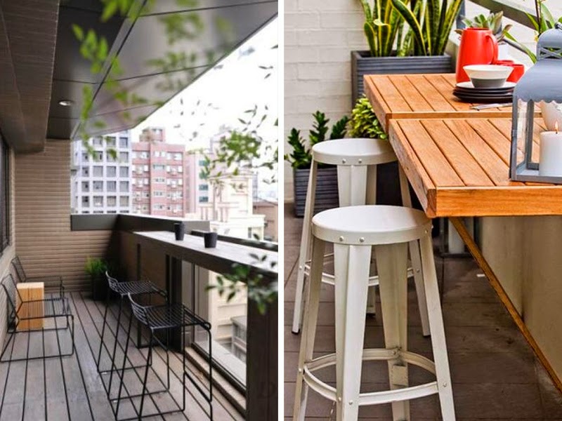 2. Install a balcony bar or a table