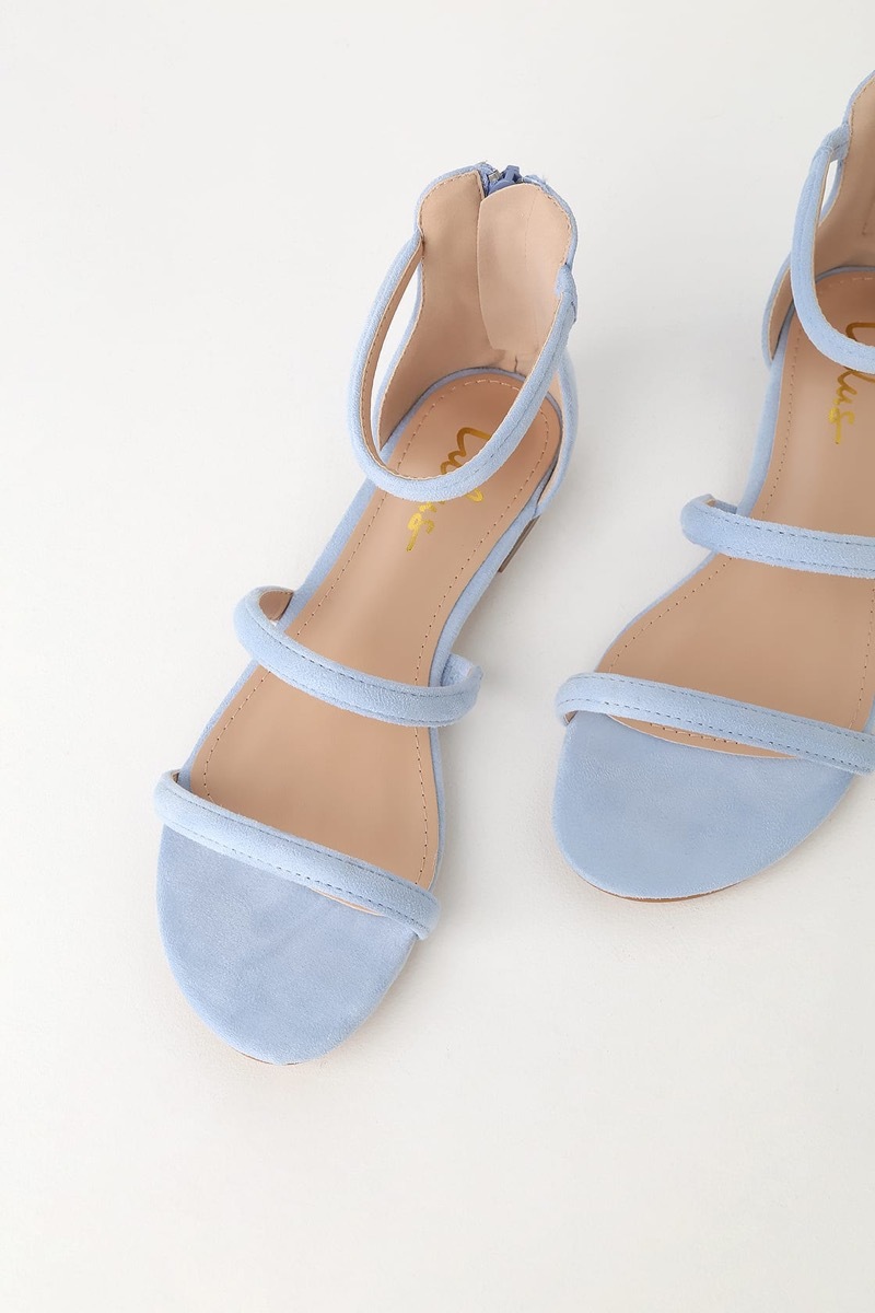 blue three strap sandals, affordable sandals