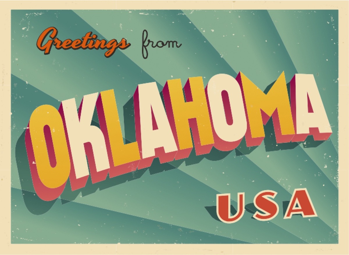 oklahoma postcard famous state statues