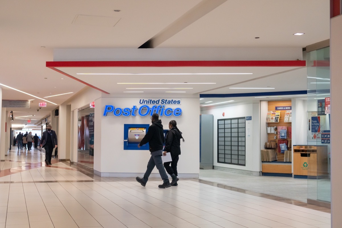 Washington, DC US - March 01, 2023: USPS location Post Office inside L'Enfant Plaza