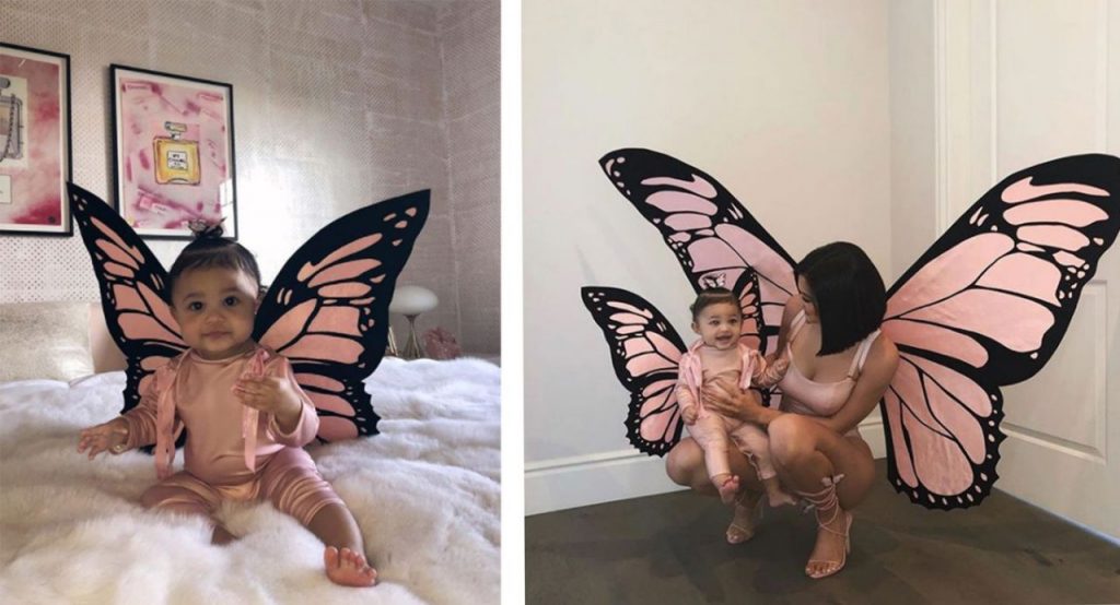 Stormi and Kylie as  butterfly twins  | Stormi Webster Dressed As Mom Kylie and Dad Travis is Totally Adorable | Her Beauty