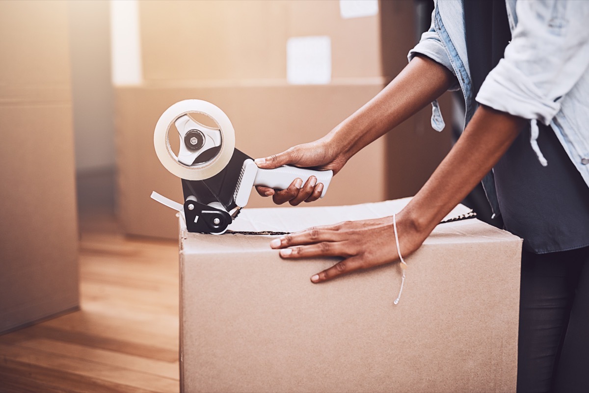 Woman packing up boxes getting ready to move