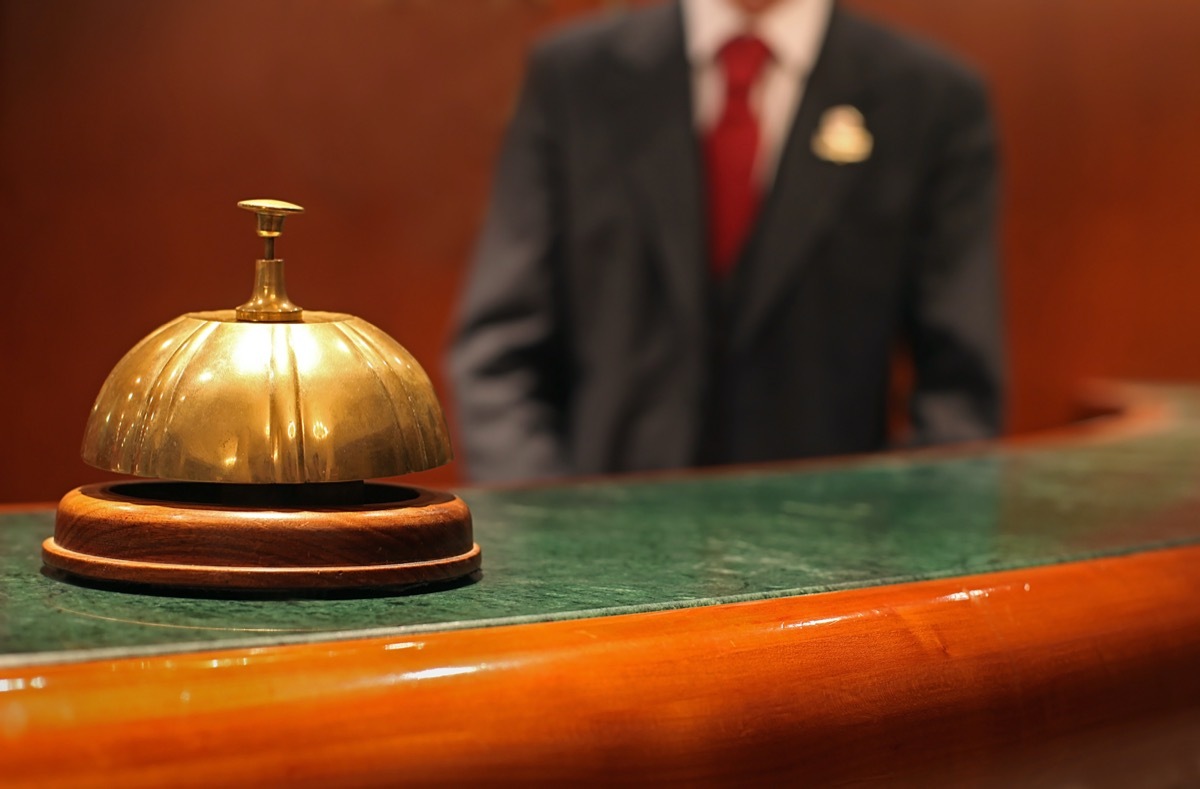 hotel bell on receptionist desk