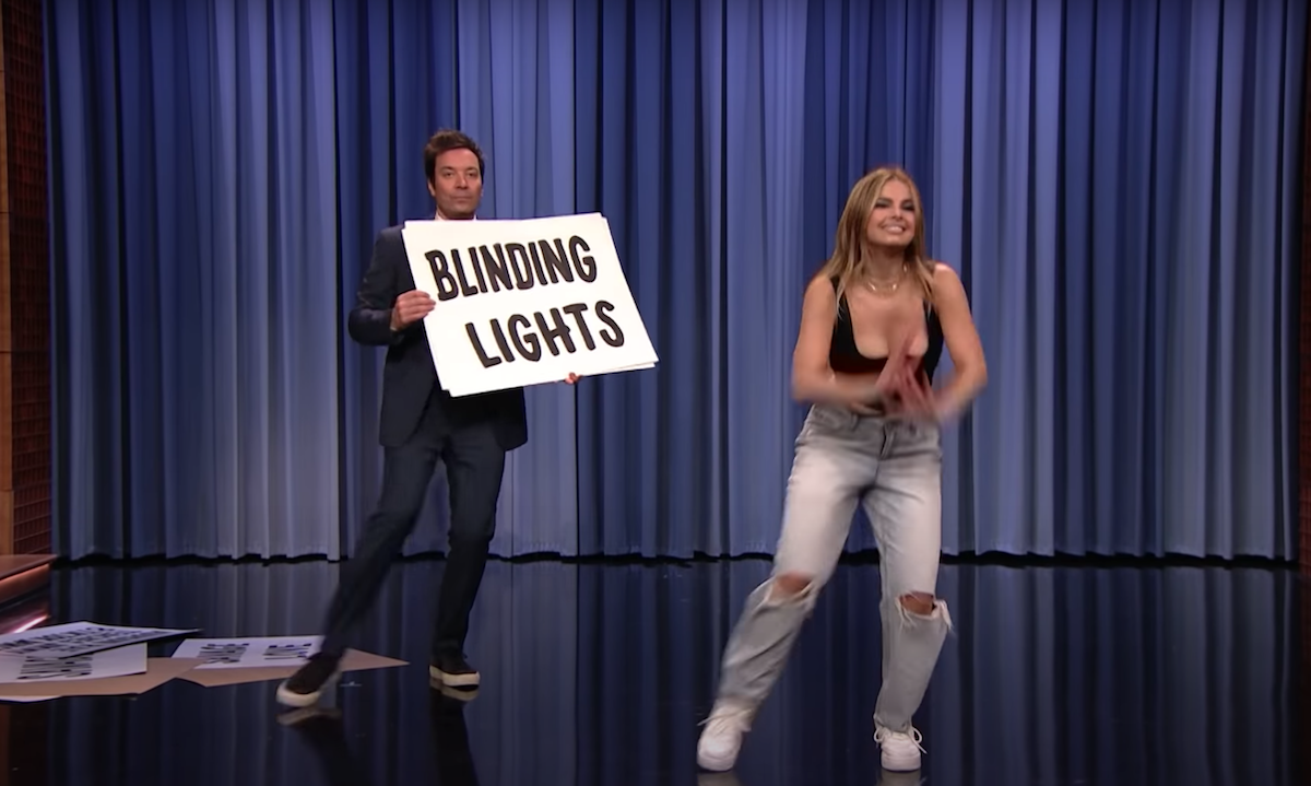 Jimmy Fallon and Addison Rae on 