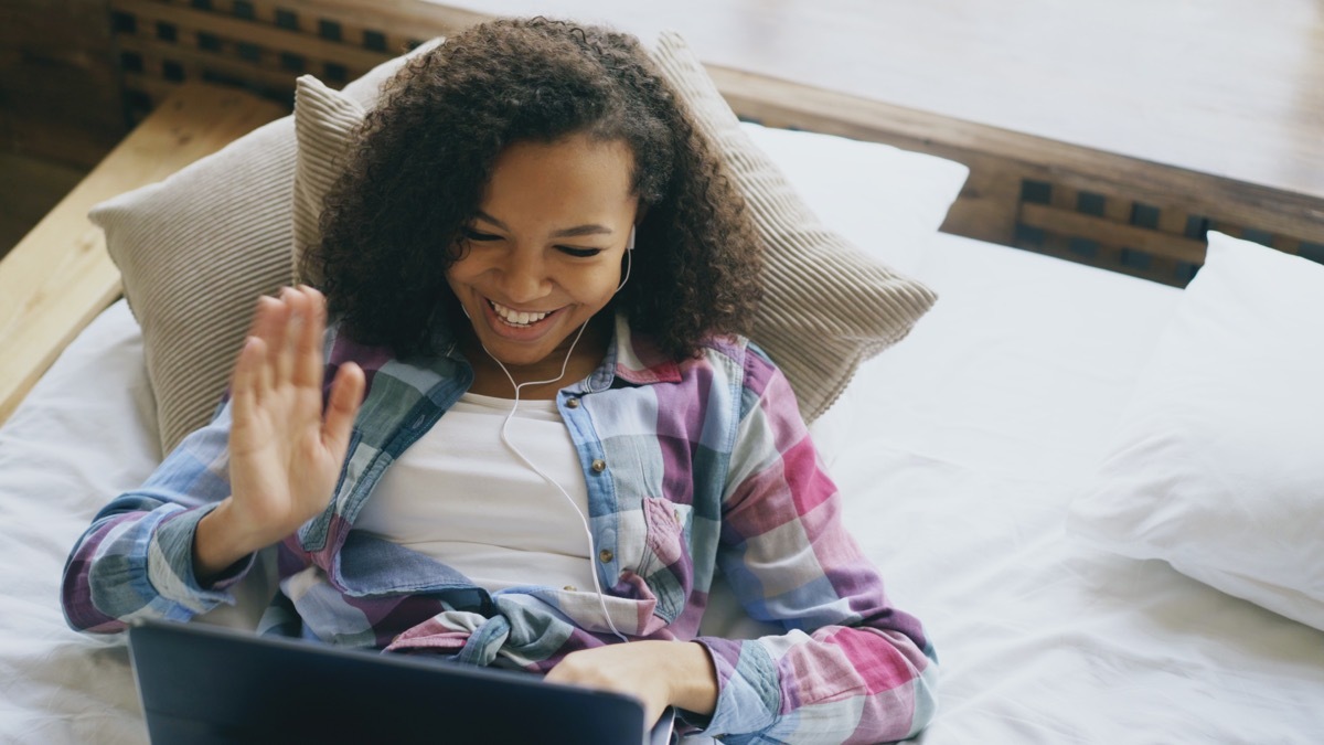 Girl on video call