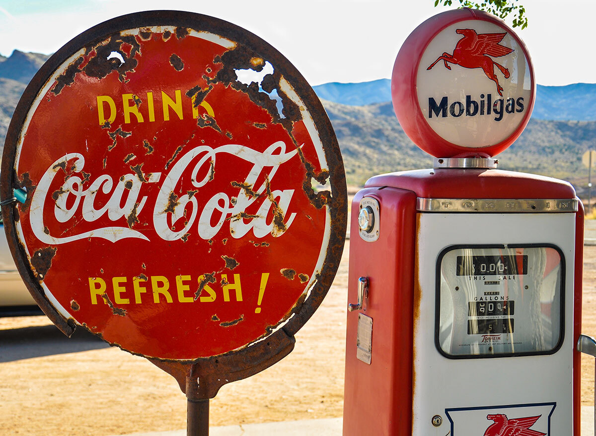 vintage coke logo gas station stop