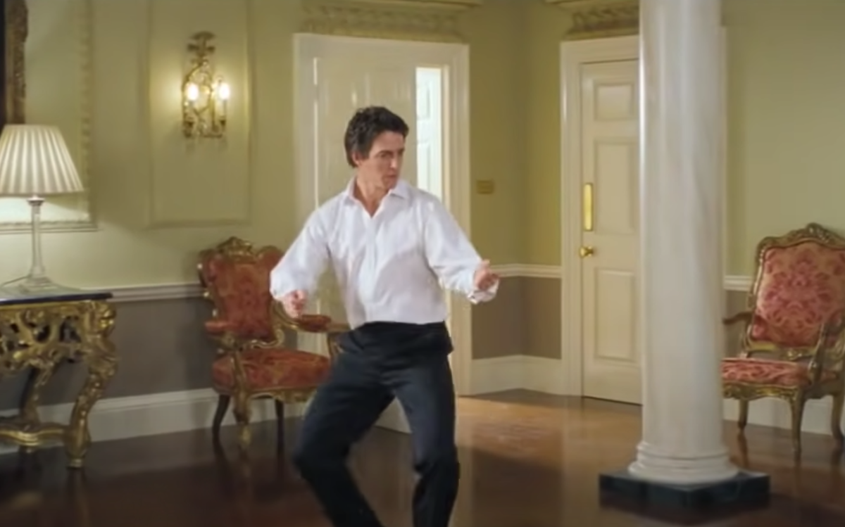 Hugh Grant dancing in 