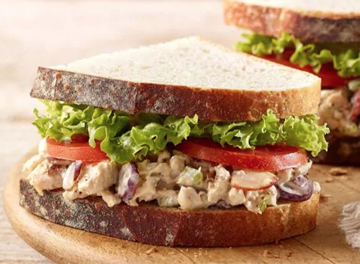 Panera napa almond chicken salad on country rustic