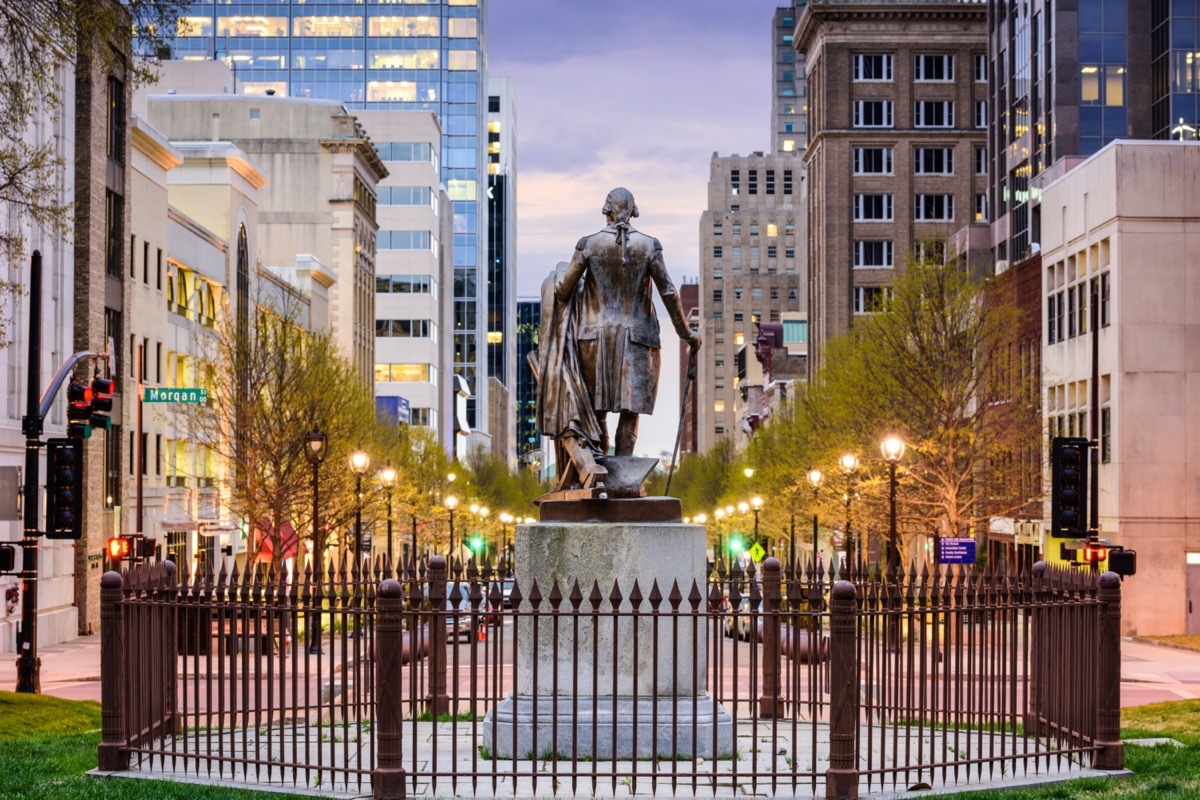 Raleigh, North Carolina, USA downtown as viewed from the Capitol Building grounds.