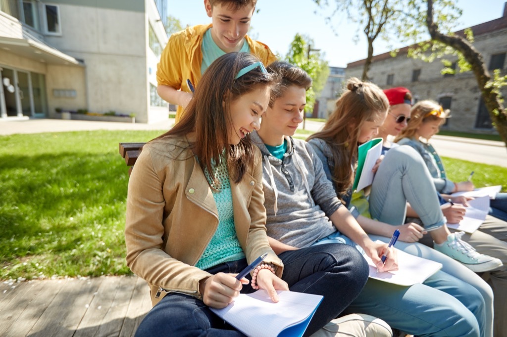 teens doing homework together