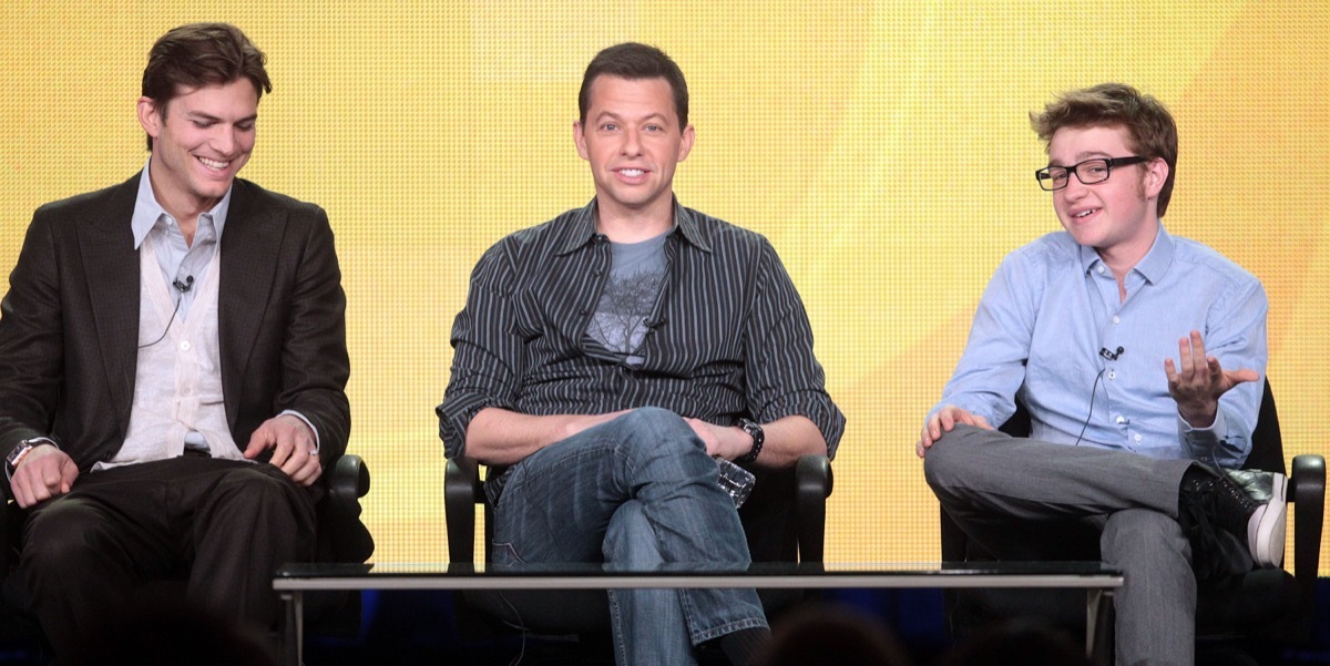 Ashton Kutcher, Jon Cryer, and Angus T. Jones in 2012