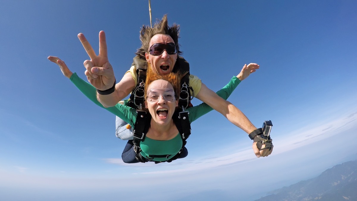 Two People Skydiving