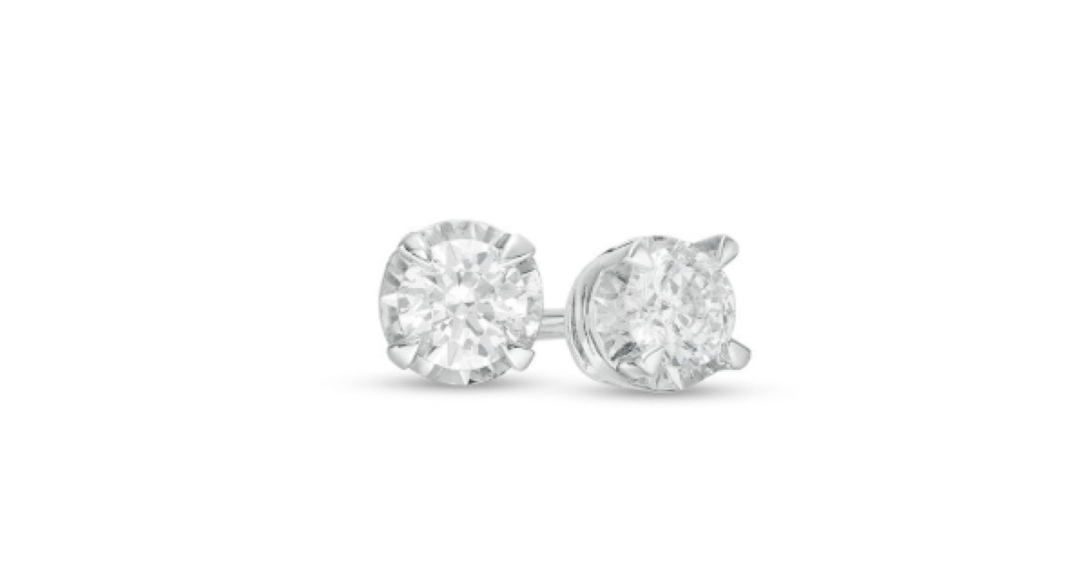 zales diamond solitaire stud earrings in sterling silver, gifts for girlfriend