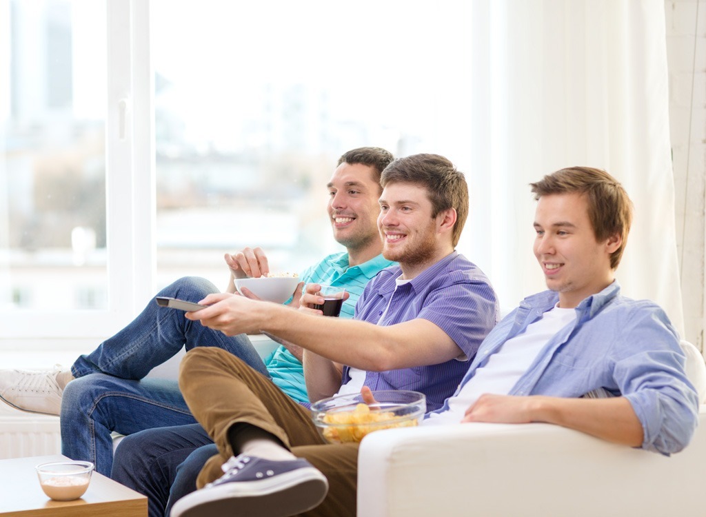 friends eating in front of tv