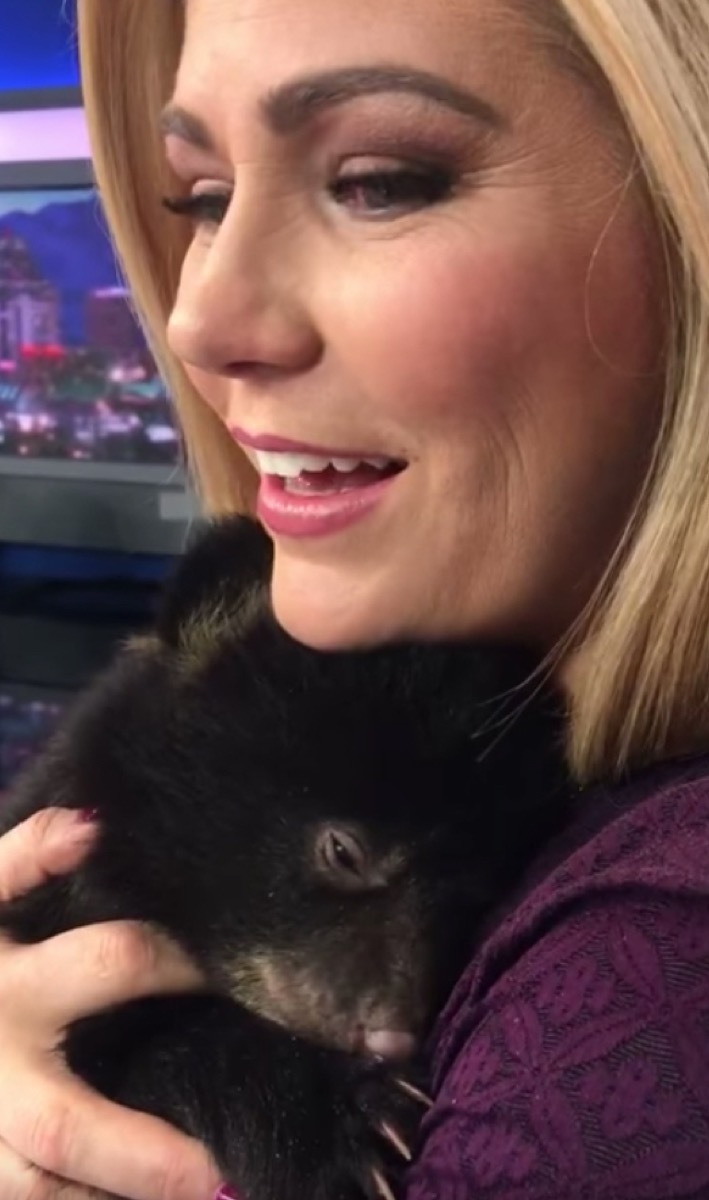 baby bear cuddling with woman adorable photos of bears