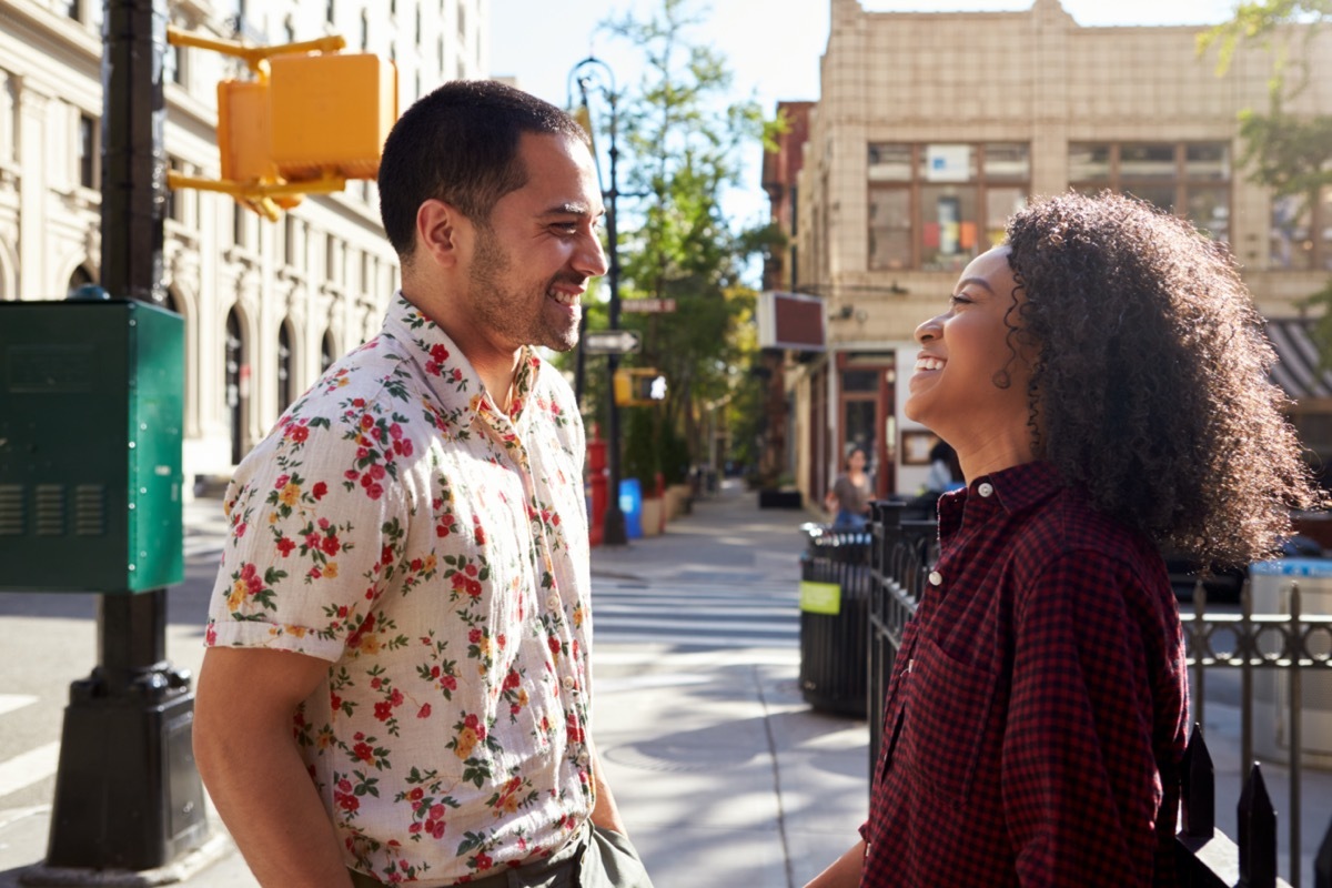 Friends meeting on the street